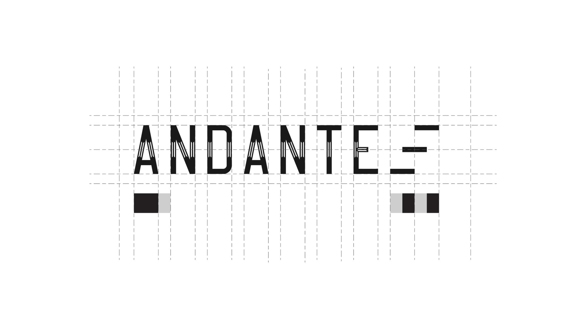 ANDANTE, drawn on its grid